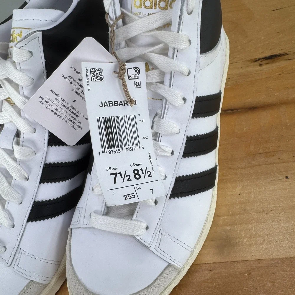 Mens 7.5 / Womens 8.5 - Adidas Jabbar High White Black Basketball Shoes NEW